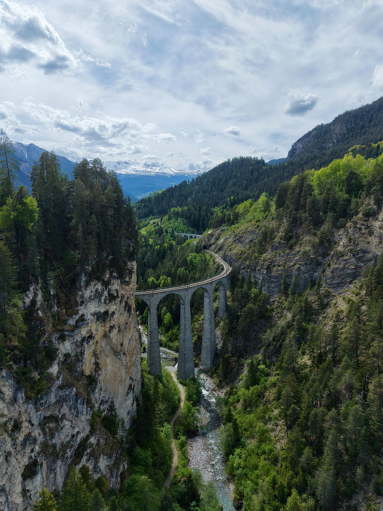 Landwasserviadukt in Graubünden in der Schweiz.